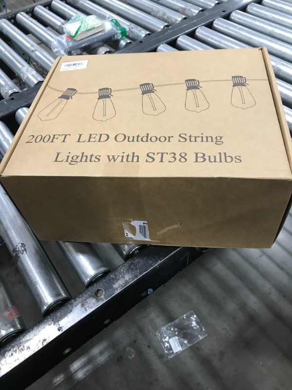 Photo 1 of Brightever Outdoor String Lights 200FT Waterproof, Patio String Lights for Outside with 100+4 ST38 Shatterproof LED Filament Bulbs, Dimmable Hanging Lights for Christmas, Party, Cafe (2-Pack 100FT)