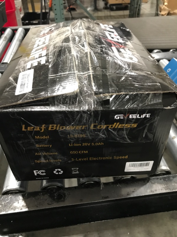 Photo 1 of GEVEELIFE Leaf Blower Cordless, 650CFM & 3 Speed Levels, Electric Cordless Leaf Blower with 2 * 5.0Ah Battery Powered, Blowers for Lawn Care, Yard, Blowing Leaves, Dust, Snow