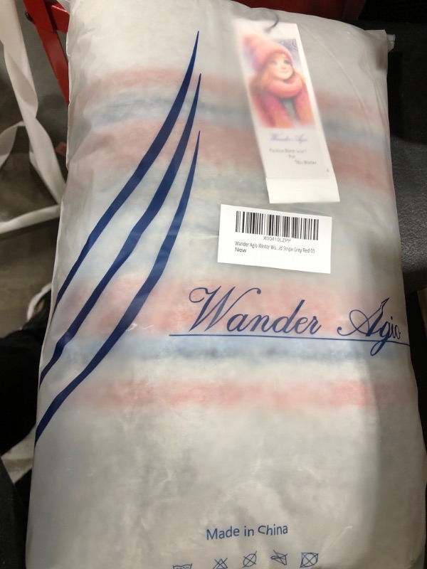 Photo 1 of Wander Agio Winter Women Warm Scarf Long Shawl Large Scarves Cold Weather Thicker Blanket Wrap Colour Plaid Stripe Grey Red 05