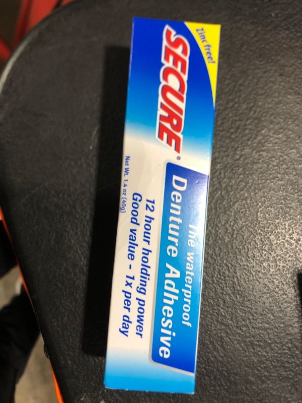 Photo 1 of Secure Waterproof Denture Adhesive - Zinc Free - Extra Strong Hold for Upper, Lower or Partials - 1.4 oz