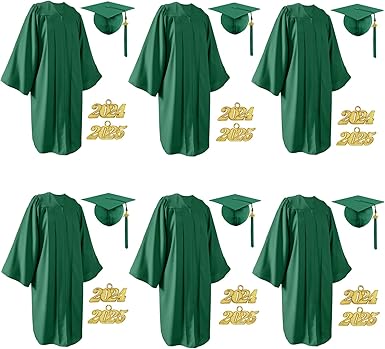 Photo 1 of YIIOSS 6Pcs Unisex Matte Cap and Gown 2025 with Tassel for High School and College Graduation 