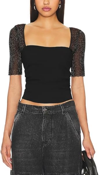 Photo 1 of Aisbei Women's Sheer Mesh Tops See Through Slim Fit T Shirts Basic Tee Going Out Tops Blouses Party Clubwear