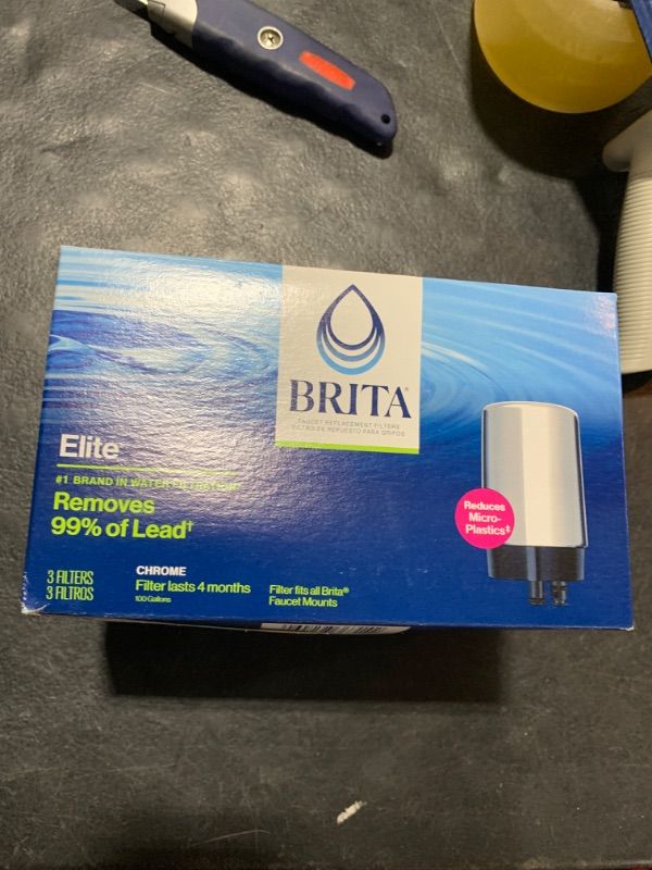 Photo 1 of Brita Replacement Water Filter for Faucet Mount, Removes 99% of Lead, Sink Filtration System, Chrome, 3 Count