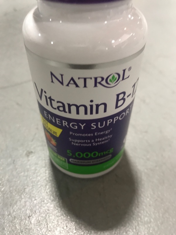 Photo 1 of Natrol Vitamin B12 5,000 mcg, Fast Dissolve Vitamin B12 Supplement Supports a Healthy Nervous System and Energy Metabolism, 200 Tablets, Up to a 200 Day Supply