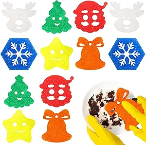 Photo 1 of 12 Pcs Christmas Sponges Christmas Kitchen Decor Christmas Cleaning Sponges Cute Kitchen Scrub Sponges Christmas Tree Non Scratch Temperature Sensitive Scrubbing,Dish Pots and Pans Dishwashing.