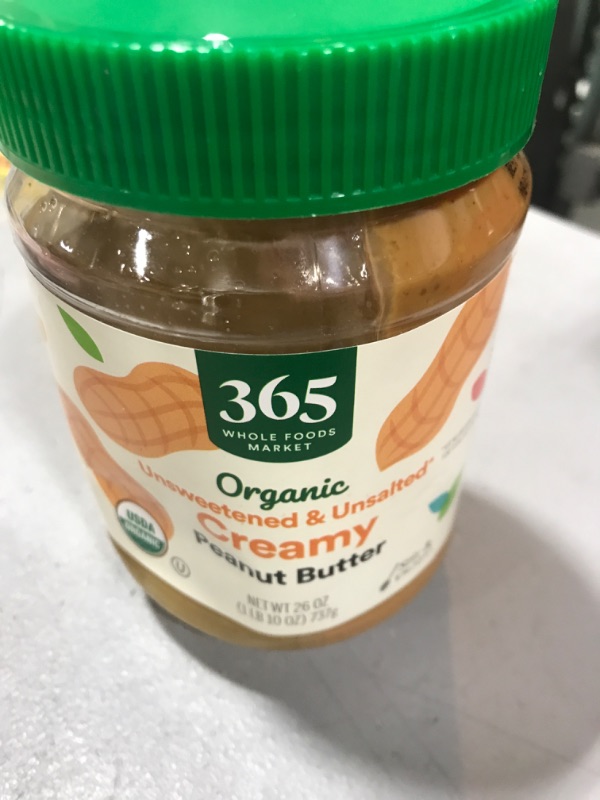 Photo 2 of 365 By Whole Foods Market, Peanut Butter Creamy Unsweetened No Salt Organic, 26 Ounce