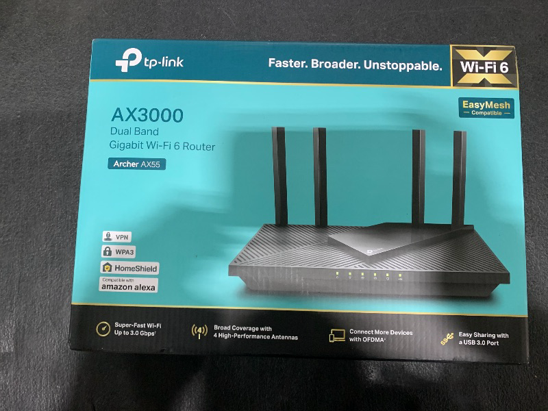 Photo 2 of TP-Link AX3000 WiFi 6 Router – 802.11ax Wireless Router, Gigabit, Dual Band Internet Router, VPN Router, OneMesh Compatible (Archer AX55)