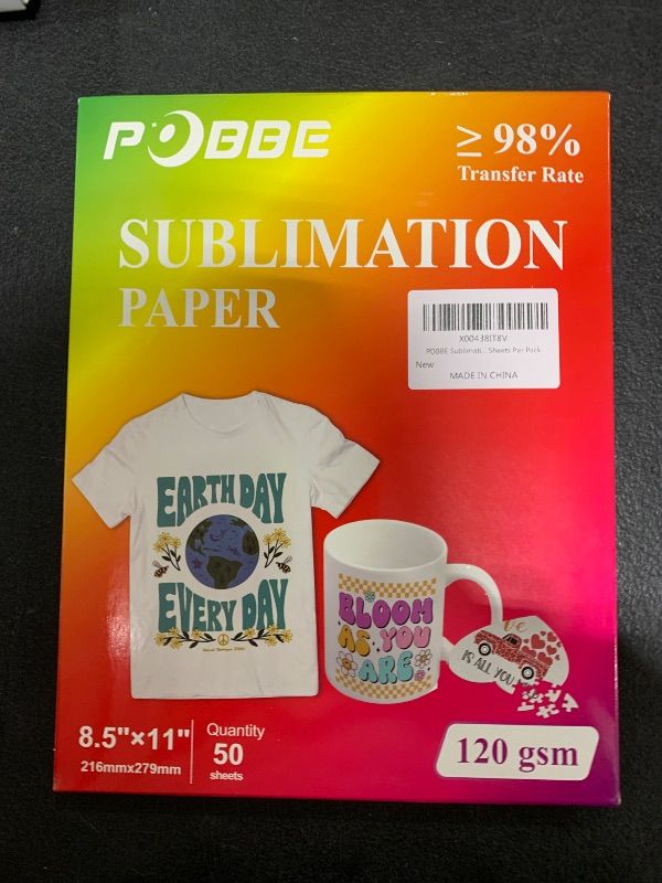 Photo 1 of Sublimation Paper 8.5x11 Inch, 50 Sheets, Compatible with Sublimation Printer Sublimation Ink, Ideal Transfer Paper for T-Shirts, Mugs & Various DIY Projects