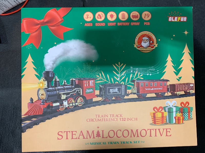 Photo 1 of OleFun Train Set, Electric Train with Water Steam, Sounds & Lights, Model Christmas Train Set for Under The Tree, Railway Kit Gifts for 3, 4, 5, 6, 7, 8+ Year Old Boys & Girls