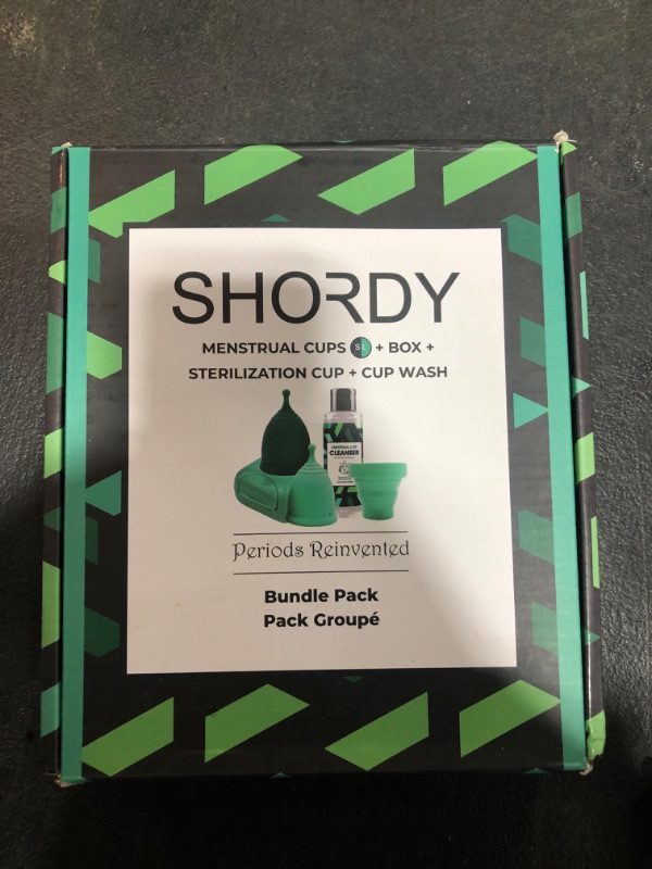 Photo 2 of SHORDY Menstrual Cup Beginners Kit, Menstrual Cup PH Balanced Gel Cleaner Wash, Collapsible Sterilizer Cup and Silicone Period Cups (Small & Large), an Alternative to Tampons, Pads and Disc for Women