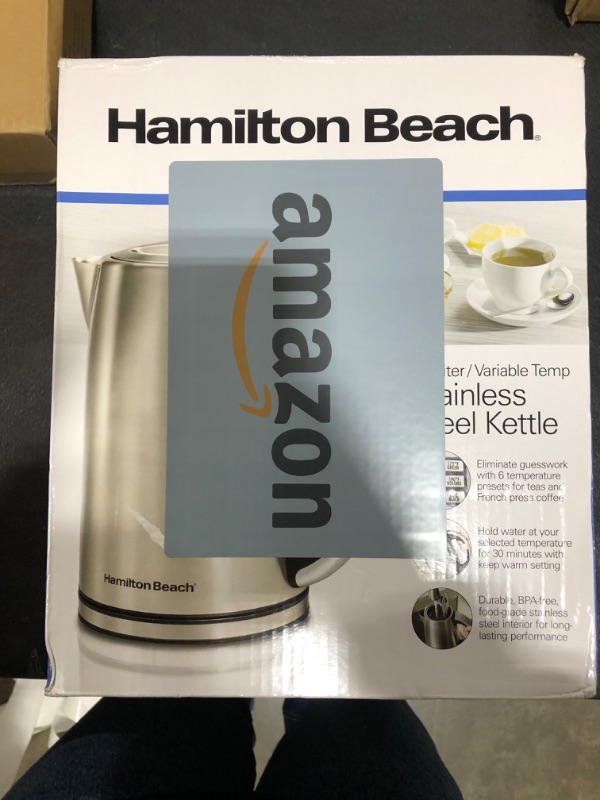 Photo 2 of Hamilton Beach 1.7 Liter Temperature Control Electric Kettle, Water Boiler & Heater, Fast 1500 Watts, BPA Free, Cordless, Auto-Shutoff and Boil-Dry Protection, Stainless Steel (41020R)