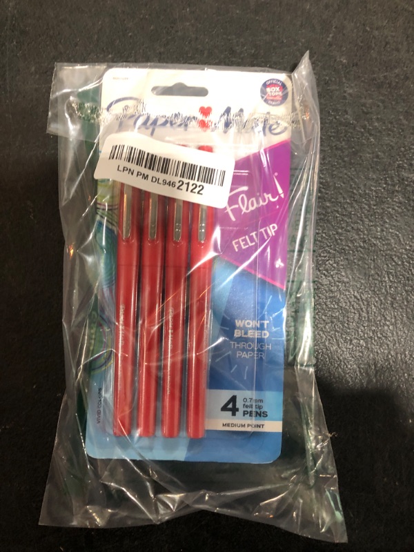 Photo 2 of Paper Mate Flair Felt Tip Pens, Medium Point (0.7mm), Red, 4 count