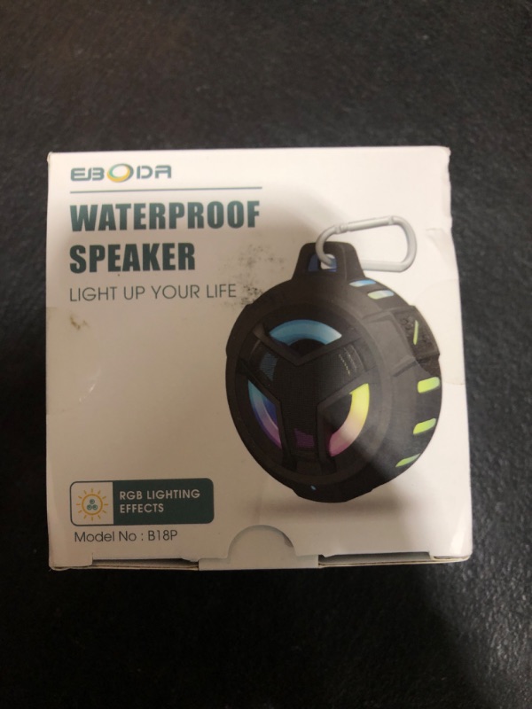 Photo 2 of EBODA Shower Bluetooth Speaker, IPX7 Waterproof Portable Floating Speaker with Loud HD Sound, True Wireless Stereo LED Light, 24H Play for Pool Beach, Gifts Men, Women - Gray