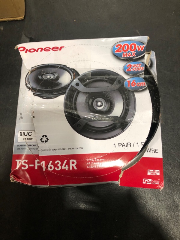 Photo 2 of Pioneer TS-F1634R 2-Way Coaxial Car Audio Speakers Full Range 6.5" Round Speakers 200W Max Enhanced Bass Response Easy Installation Black Car Speakers