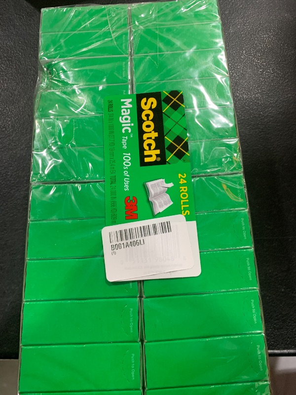Photo 1 of Scotch Magic Tape, 24 Rolls, Numerous Applications, Invisible, Engineered for Repairing, 3/4 x 1000 Inches, Boxed (810K24) -