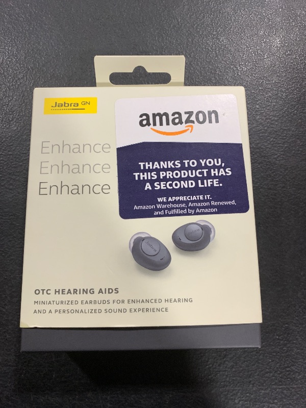 Photo 2 of Jabra Enhance Plus Self-Fitting OTC Rechargeable Hearing Aids for Advanced Hearing Enhancement, Music and Calls – (Incompatible with Android) 4 Mics and Powerful Speakers, Made for iPhone – Dark Grey