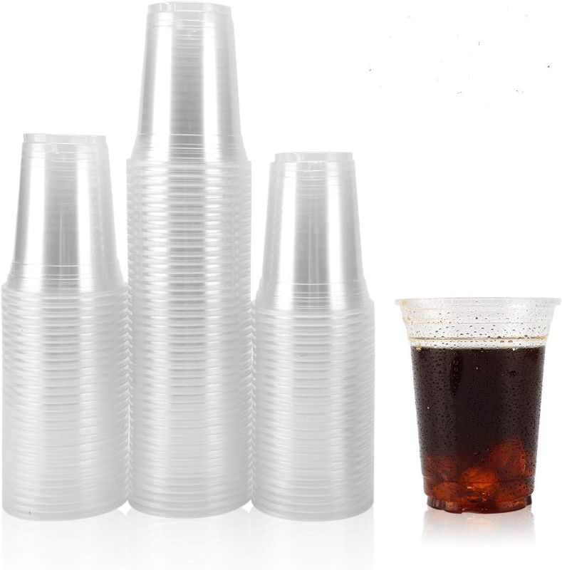 Photo 1 of 100 Pack Clear Plastic Cups 14 oz Clear Disposable Cups Heavy Duty Plastic Party Cups for Wedding Disposable Plastic Wine Glasses Hard Plastic Cups Tumblers Recyclable and BPA Free