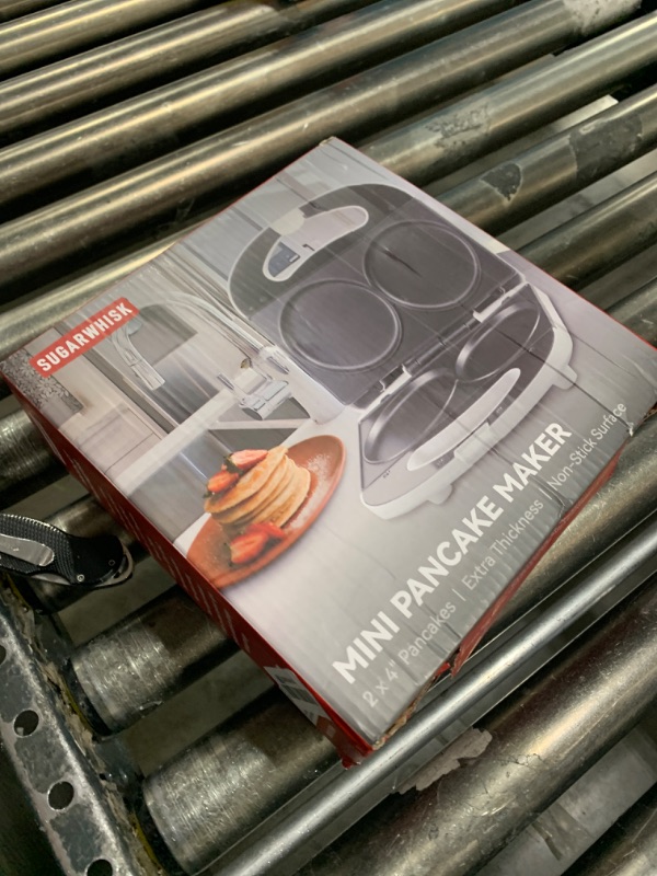 Photo 1 of SugarWhisk Double Mini Pancakes Maker Machine, Arepa Maker, Electric Pancake Maker Griddle, Ideal for Pancakes, Cookies, Eggs, Arepas & Breakfast Sandwiches, White, 4 Inch