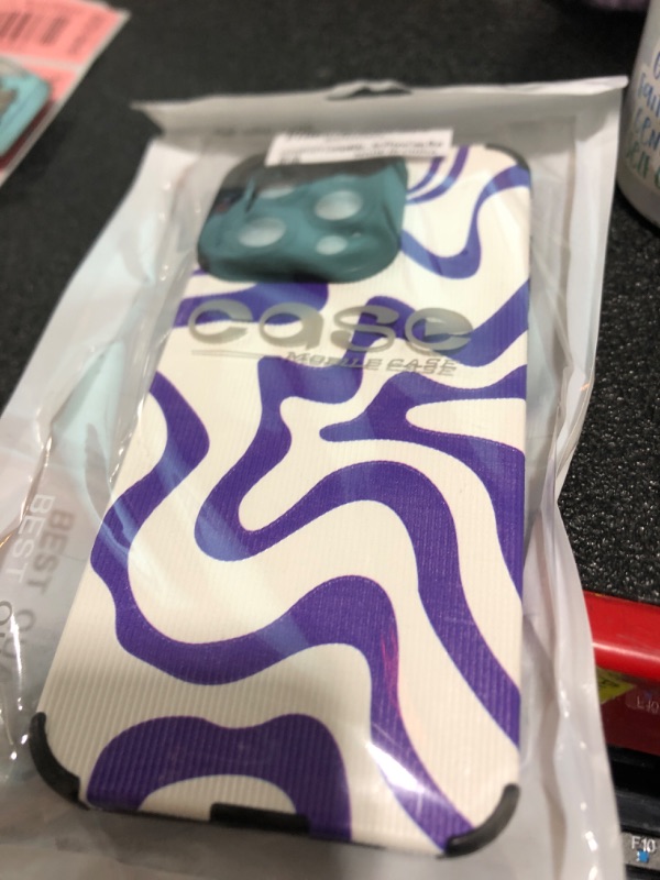 Photo 1 of COVERTIFY Compatible with iPhone 15 Pro Max 6.7" Phone Case Soft PU Leather TPU Bumper Silicone Cover Cute Art Wavy Painted Zebra Pattern Designed for Women Girls Slim for iPhone Case, Purple