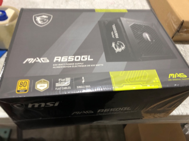Photo 1 of MSI MAG A650GL Gaming Power Supply - Full Modular - 80 Plus Gold Certified 650W - Compact Size - ATX PSU