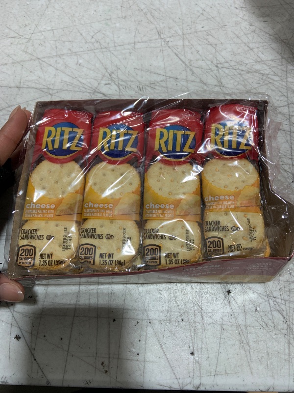 Photo 1 of bb feb 2025 RITZ Cheese Sandwich Crackers, 8 Snack Packs (6 Crackers Per Pack)