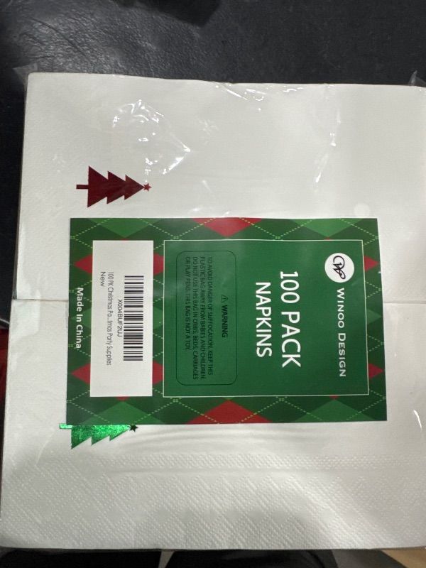 Photo 2 of 100 PK Christmas Paper Guest Napkins Disposable Dinner Napkins Christmas Guest Towels Disposable Bathroom Christmas Tree Napkins Guest Hand Towel for Christmas Party Supplies