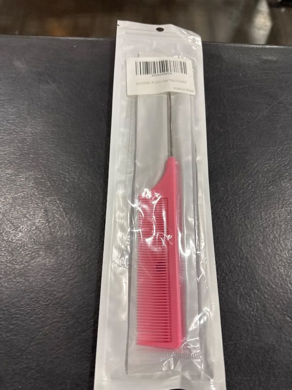 Photo 1 of 3Pcs Parting Metal Combs Set - Teasing Fine Tooth Comb, Long Steel Pin Rat Tail Comb, Barber Hair Styling Tools (Black, Pink, Purple)