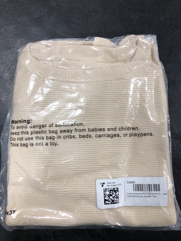 Photo 1 of Coololi Women's Oversized Pullover Sweaters Knit Crew Neck Balloon Sleeve Fall Winter Trendy Casual Cozy Soft Sweaters Light Brown