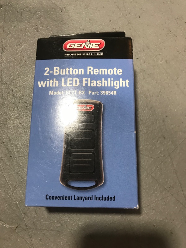 Photo 2 of Genie, GL2T-BX 2-Button Garage Door remote Opener W/LED FLASHLIGHT W/ Lanyard, Similar size like the 3-Button Model G3T-R remote (Newest Remote Control)