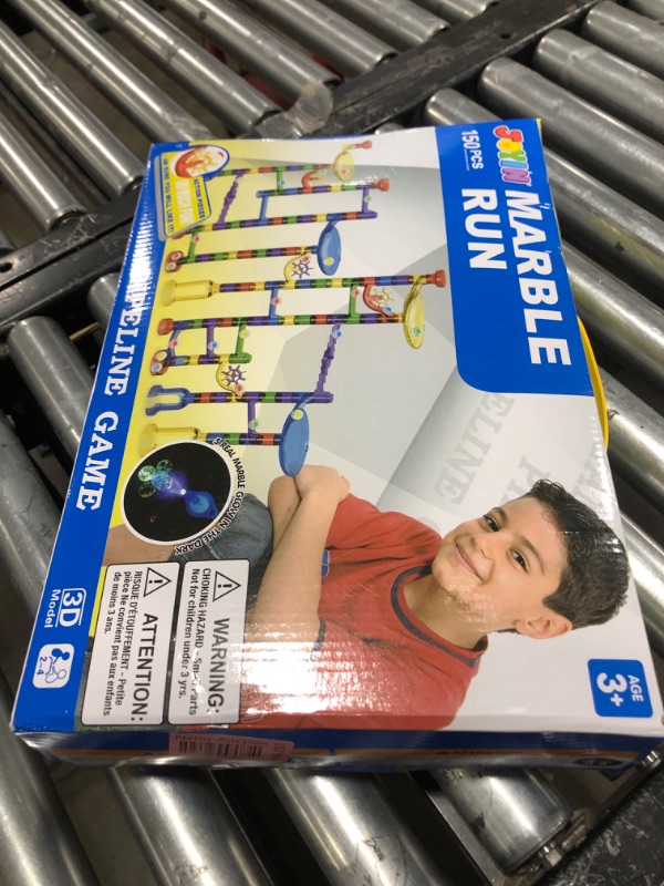 Photo 1 of JOYIN 150Pcs Glowing Marble Run- Construction Building Blocks Toys with 5 Glow in The Dark Glass Marbles, STEM Educational Building Block Toy