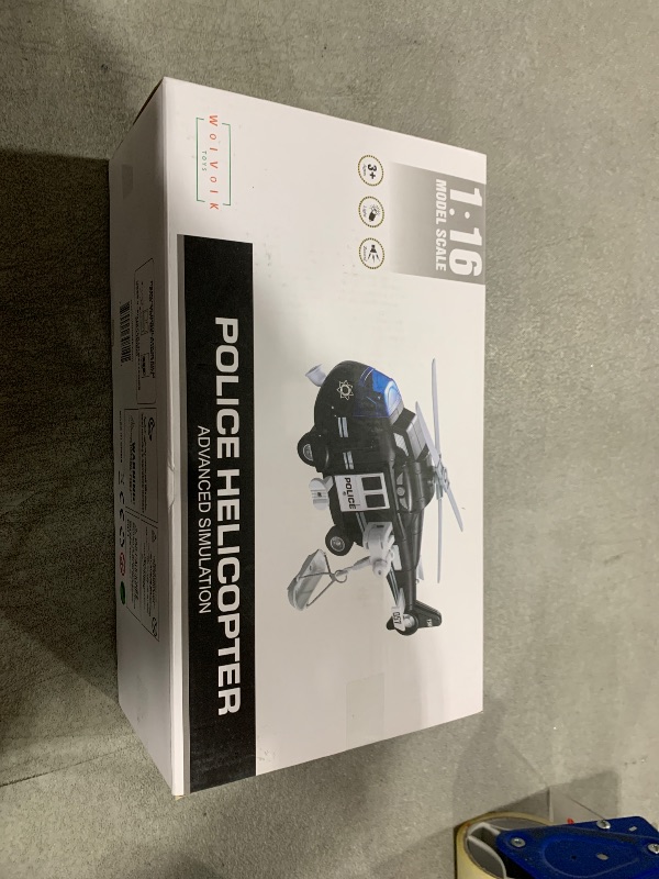 View 2 of WolVol Push and Go Light Up Toy Police Helicopter With Flashing Lights Sirens, Designed for Children, Siren Sound Babies Helicopter Police Toy