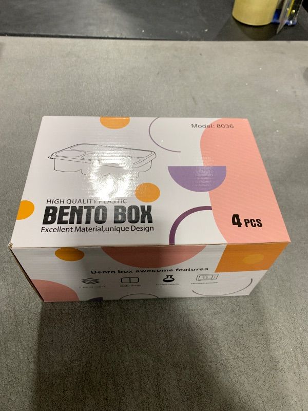 Photo 1 of MaMix Bento Box Adult Lunch Box, 5 Compartment Bento Box for Adults 4 Pack, Reusable Stackable Snack Containers for Kids Adults with Utensils, for School, Work, and Travel (Wheat)
