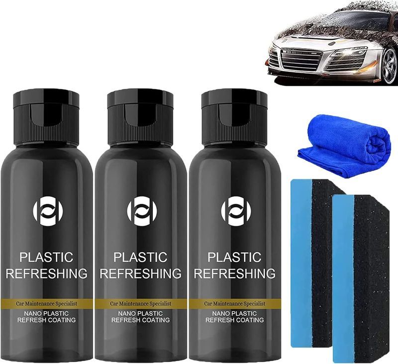 Photo 1 of 3PCS Plastic Refreshing, Plastic Revitalizing Coating Agent, Car Plastic Revitalizing Coating, Car Plastic Parts Refurbish Agent,Automotive Interior Cleaning Agent (Pack of 3 x 30mL)