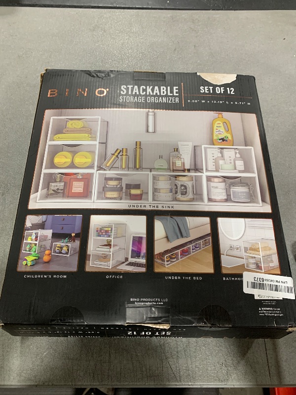 Photo 1 of BINO 12-Pack Plastic Stackable Shoe Box Set - Clear | Foldable Shoe Storage Container | Sneaker Bins | Shoe Rack Box | Transparent | Portable Stacking Shoe Boxes Front Open