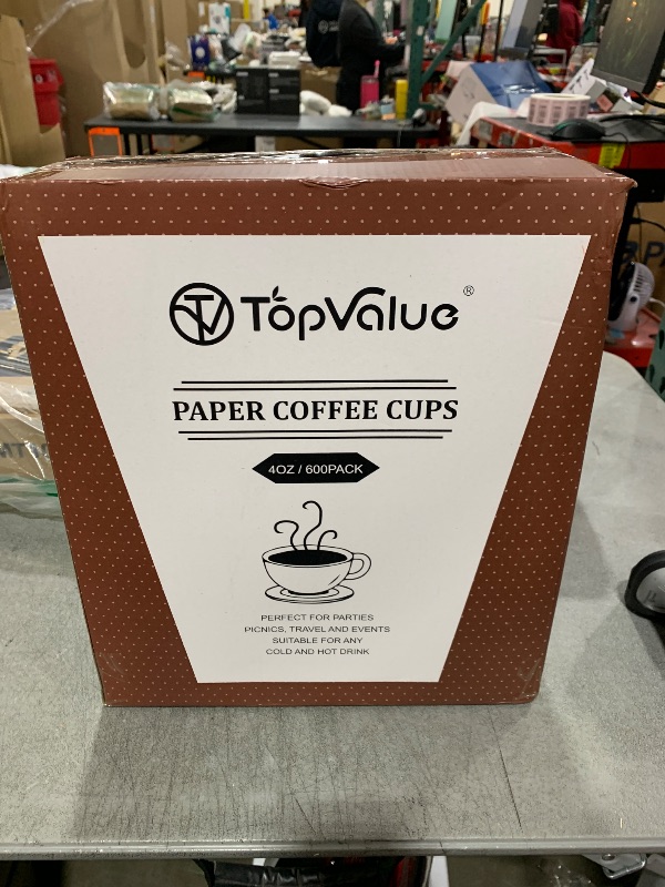 Photo 1 of TV TOPVALUE 600 Pack 4 oz Paper Cups, Small Disposable Coffee Cups, Paper Espresso Cups, Hot/Cold Drinking Cups for Party, Picnic, Travel and Events