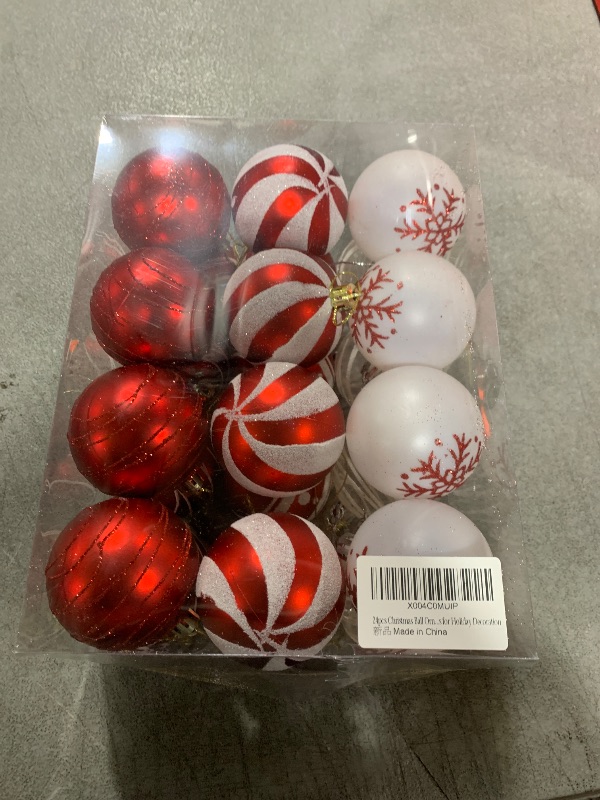 Photo 2 of 24pcs Christmas Ball Ornaments 2.4"/60mm Christmas Balls Xmas Decorative Christmas Tree Hanging Ornaments for Holiday Decoration