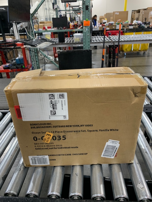 Photo 1 of Famiware Dinnerware Sets for 4, Ocean Square 12-Piece Kitchen Plates and Bowls Sets, Microwave and Dishwasher Safe, Scratch Resistant, Vanilla White