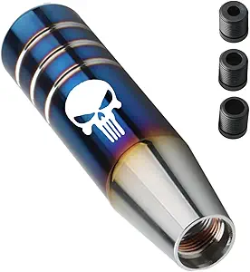 Photo 1 of 1 PC Car Gear Shift Head, 5" x 1.37" Skull Heavy Feel Non-Slip Design Alloy Shifter Shift Handle with Adapter, Decorative Modification Accessories, for Most Car Models (Grilled Blue)
