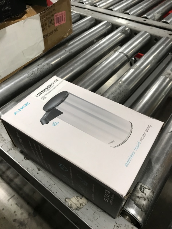 Photo 1 of AIKE 9.5 oz. Rechargeable Automatic Sensor Liquid Soap Dispenser Pump, Brushed Stainless Steel, Model AK1333