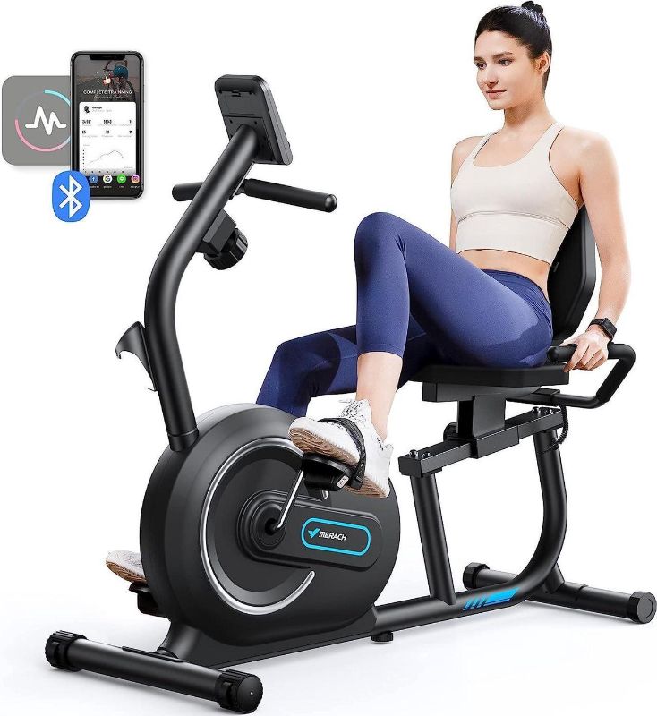 Photo 1 of MERACH Recumbent Exercise Bike for Home with Smart Bluetooth and Exclusive App Connectivity, LCD, Heart Rate Handle, Magnetic Recumbent Bikes S08/S19
