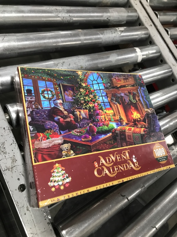 Photo 2 of Advent Calendar Puzzle 2024 Christmas Jigsaw Puzzles for Kids Adults Boys Girls Teens, 24 Days Christmas Countdown - 1008 Pieces Puzzles - Santa Claus's Fireplace and Christmas Tree(27.6"X 19.7")