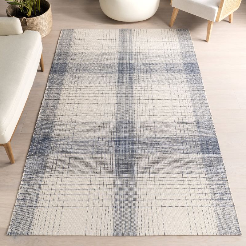 Photo 1 of Nuloom Aya Cotton Plaid Area Rug, 8' x 10', Blue