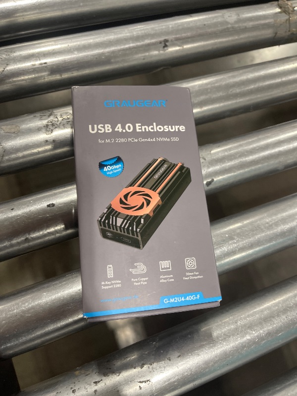 Photo 1 of GRAUGEAR 40Gbps M.2 NVMe SSD Enclosure, USB4 NVMe SSD Enclosure with Cooling Fan and Dual-Pipe Heatsink Aluminum, Thunderbolt 4/3, ASM2464PD Chip