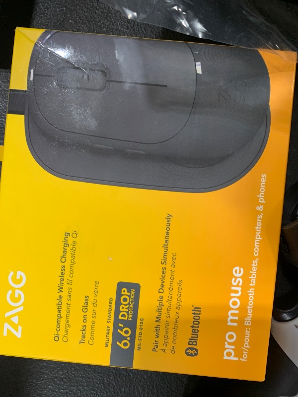 Photo 2 of ZAGG Pro Mouse for Tablets and Laptops Includes Wireless Qi Charging Pad & 6ft USB-C to C Cable – Multi Device Bluetooth, Universal Compatibility