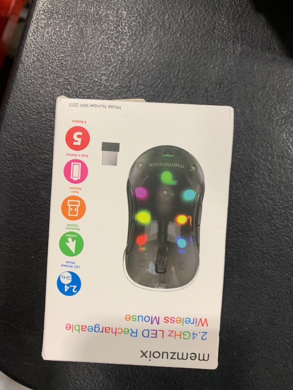 Photo 1 of memzuoix 2.4G LED Wireless Mouse, Rechargeable Ergonomic Mouse with Detachable Cover, 1200 DPI Portable Optical Computer Mouse with USB Receiver for Laptop, PC, Desktop and MacBook, 5 Buttons-Black