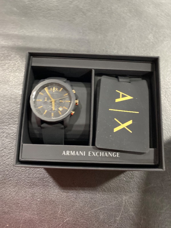 Photo 1 of A|X Armani Exchange Men's Chronograph  Black Silicone Strap Watch 45mm Gift Set