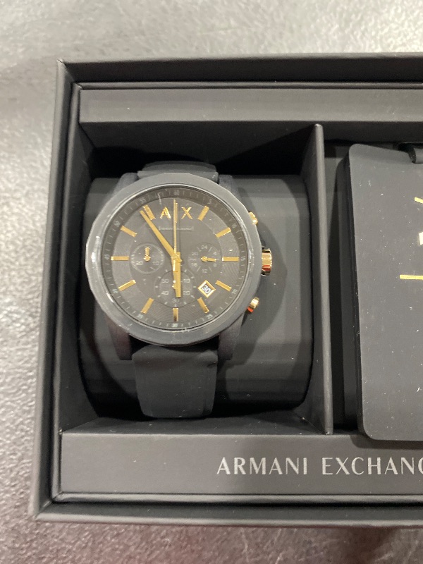 Photo 1 of A|X Armani Exchange Men's Chronograph  Black Silicone Strap Watch 45mm Gift Set