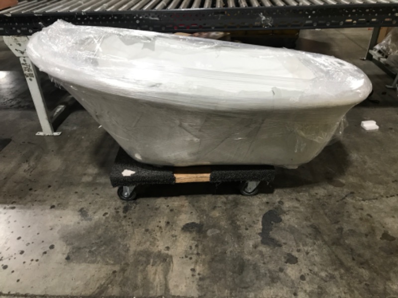 Photo 6 of TRUCK WILL BE NEEDED FOR PICKUP - Kingston Brass Aqua Eden VCTND6030NT1 Cast Iron Slipper Clawfoot Bathtub with Chrome Feet without Faucet-Drillings, 60-Inch, White