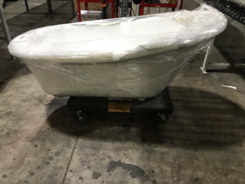 Photo 8 of TRUCK WILL BE NEEDED FOR PICKUP - Kingston Brass Aqua Eden VCTND6030NT1 Cast Iron Slipper Clawfoot Bathtub with Chrome Feet without Faucet-Drillings, 60-Inch, White