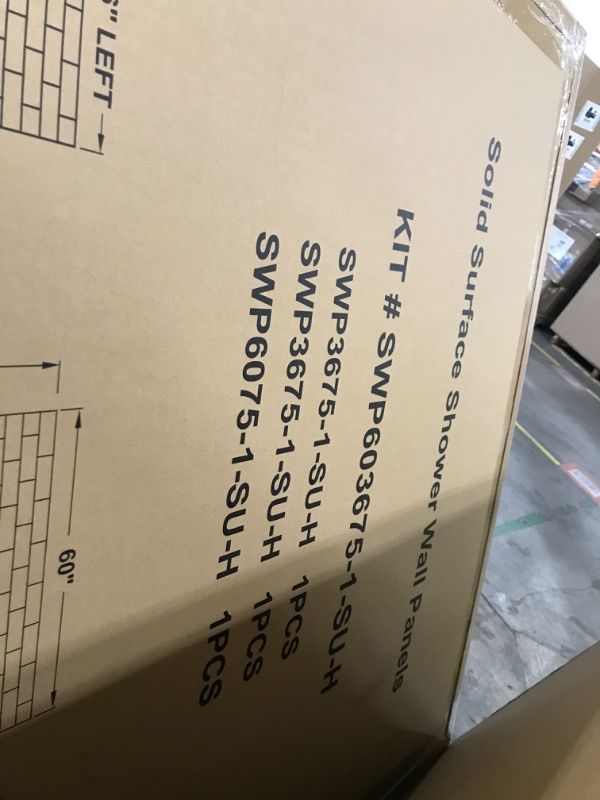 Photo 5 of TRUCK WILL BE NEEDED FOR PICKUP - WOODBRIDGE 60 in. L x 36 in. W x 75 in. H Alcove Solid Surface Shower Combo Kits with Glue Up Shower Walls in Glossy White and Single Threshold Shower Base in White with Center Drain and Black Cover